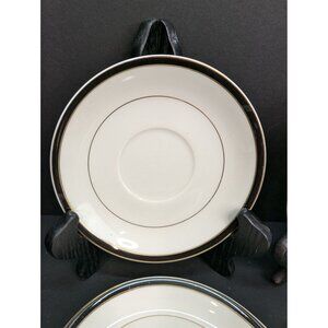 Ivory China Mikasa M2004 Trafalgar Black Rim 5 3/4" Saucer Replacement Set of 4
